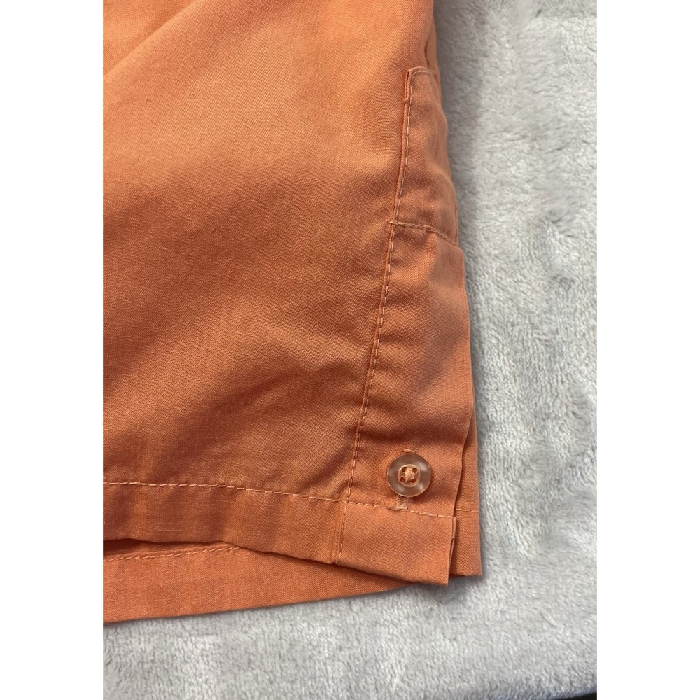The Genuine Haband Guayabera Shirt Men XL Orange Full Zip Embroidered Vacation - Picture 11 of 14
